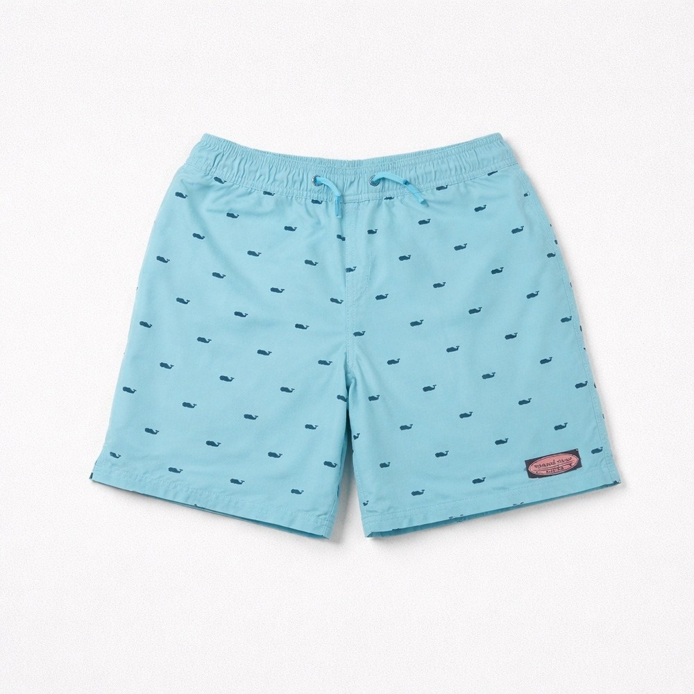 Vineyard Vines Boys Swim Trunks Size S Small Blue Whale Print Board Shorts Mesh